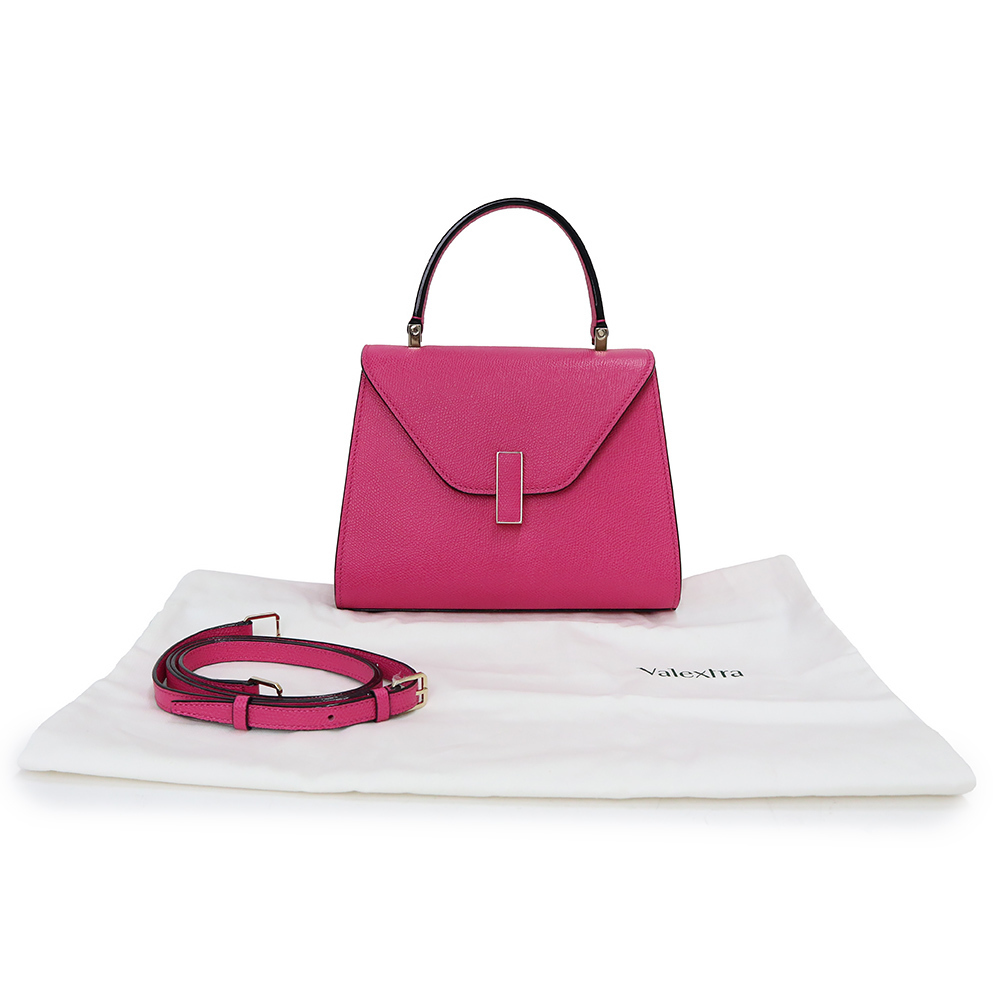Valextra Mini Crossbody Shoulder Handbag Soft Calfskin Bubblegum Pink